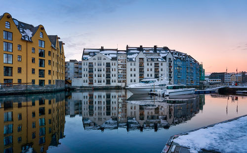 Downtown Ålesund in winter, norway.