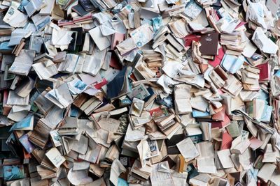 Full frame shot of abandoned books