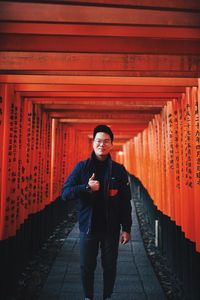 Full length of man standing in temple