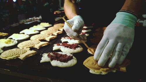 Chef preparing cakes