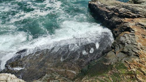 High angle view of sea waves