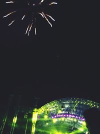 Illuminated ferris wheel at night