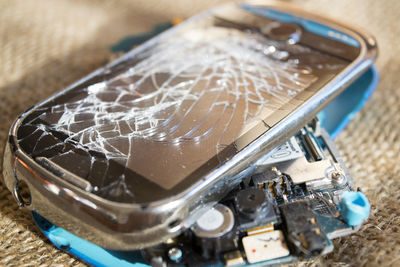 Mobile phone with broken screen