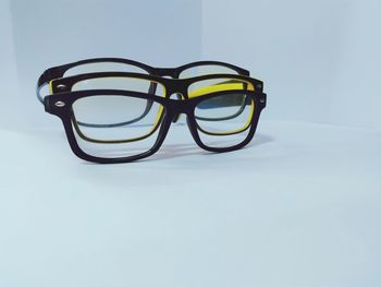 Close-up of eyeglasses on table