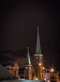 View of illuminated church at night