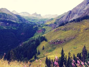 Scenic view of mountains against sky