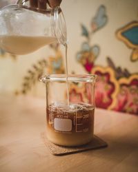 Close-up of drink in glass on table