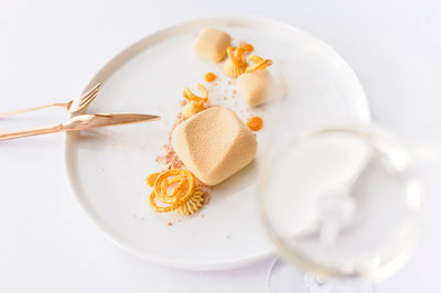 High angle view of food on table