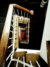 High angle view of narrow staircase