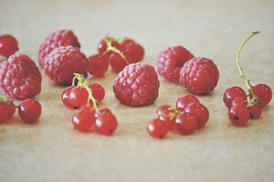 Close-up of strawberries on table