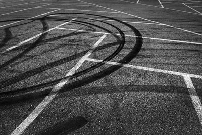 Tire track on parking lot