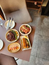 High angle view of food on table