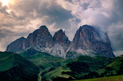 Panoramic view of mountains against sky