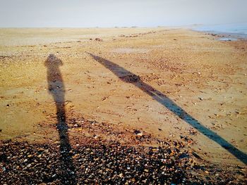 Shadow of sand on beach against sky