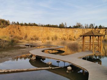 Scenic view of lake against sky