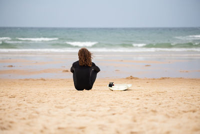 Rear view of man at beach