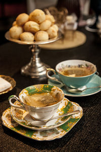 Close-up of tea cup on table