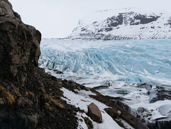 Scenic view of frozen landscape against sky