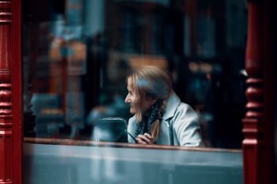 Woman drinking coffee cup