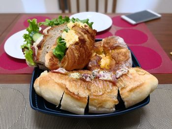 Close-up of food in plate on table