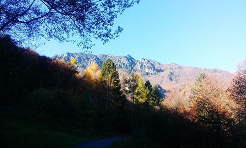 Scenic view of mountains against clear sky