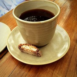 Close-up of food on wooden table