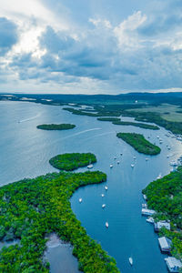 High angle view of sea against sky