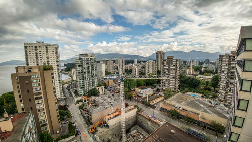 High angle view of cityscape against sky