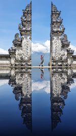 Reflection of building in water