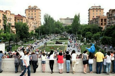 People walking in city