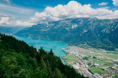 Scenic view of landscape and mountains against sky