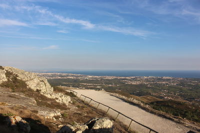 High angle view of sea against sky