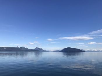 Scenic view of sea against blue sky