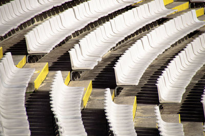 Full frame shot of empty chairs in stadium