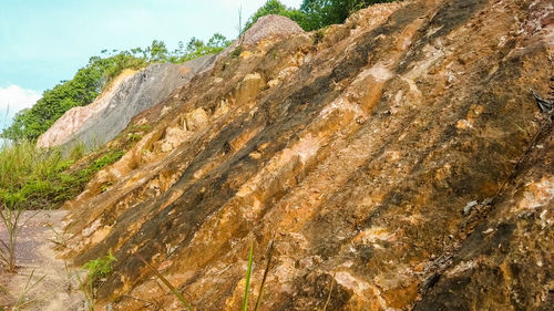 Rock formation on land against sky