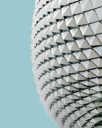 Low angle view of modern building against clear sky