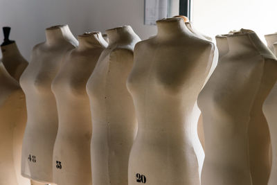 Close-up of mannequins in store