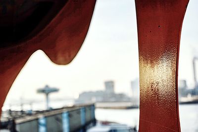 Close-up of cityscape against sky