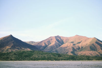 Scenic view of mountains against clear sky