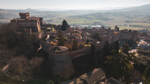 High angle view of townscape against sky