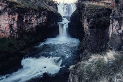 Scenic view of waterfall