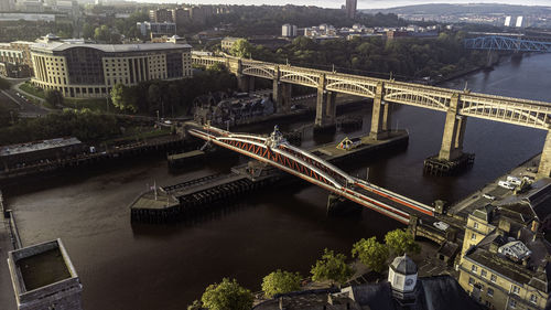 High angle view of bridge over river