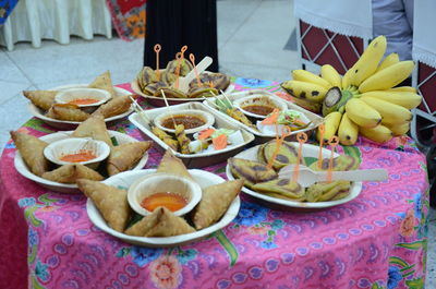 High angle view of food on table