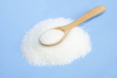 High angle view of bread against white background