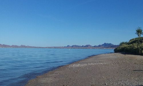 Scenic view of sea against clear sky