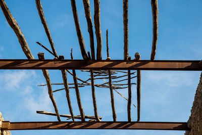 Low angle view of construction site against sky