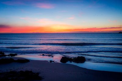 Scenic view of sea at sunset