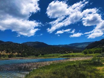 Scenic view of lake against sky