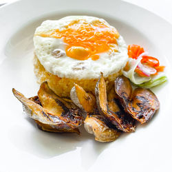 High angle view of breakfast served in plate