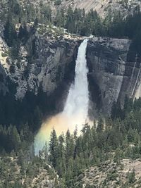 View of waterfall in forest